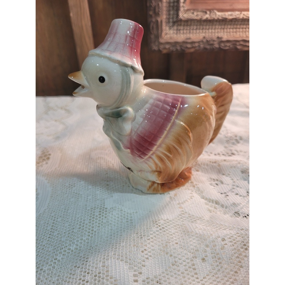 Vintage '50's Royal Copley, Spaulding Chicken Creamers.  Pink Bonnet